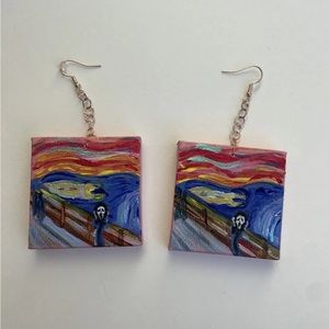The Scream Earrings Mini Canvas Acrylic Fun Halloween Cute